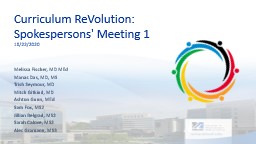 Curriculum  ReVolution : Spokespersons' Meeting 1