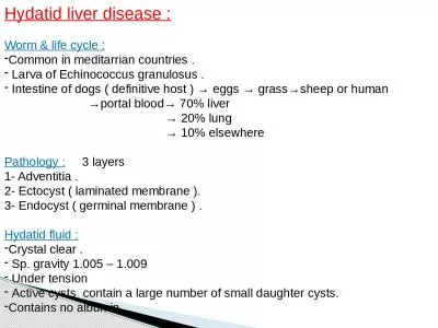 Hydatid  liver disease :