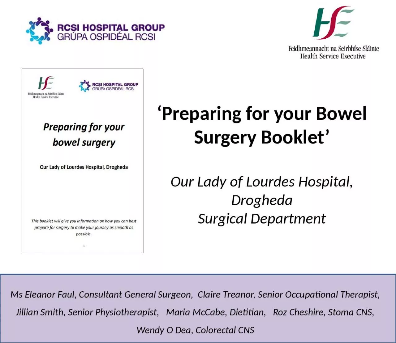 ‘Preparing for your Bowel Surgery Booklet’