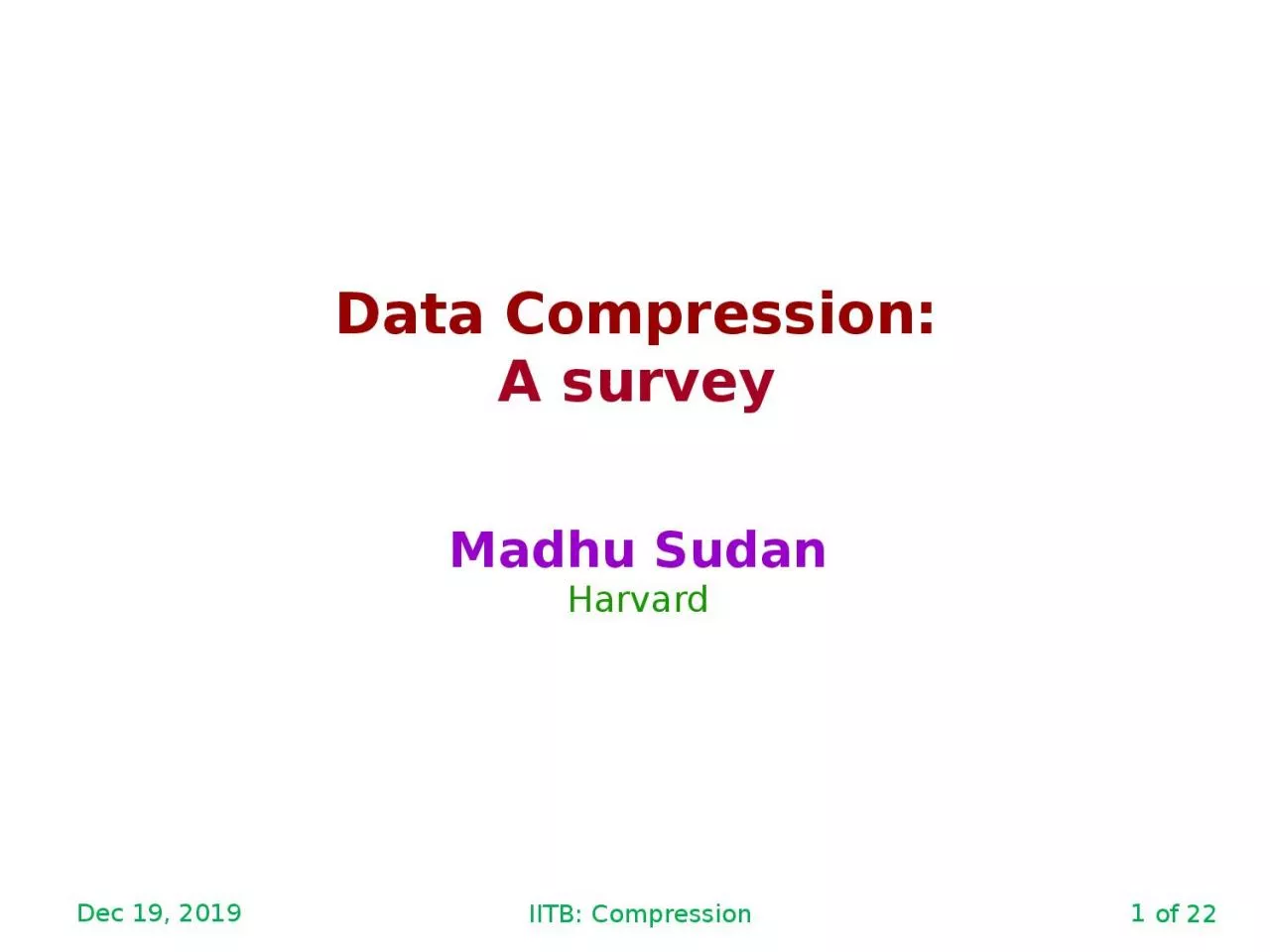 Dec 19, 2019 IITB: Compression