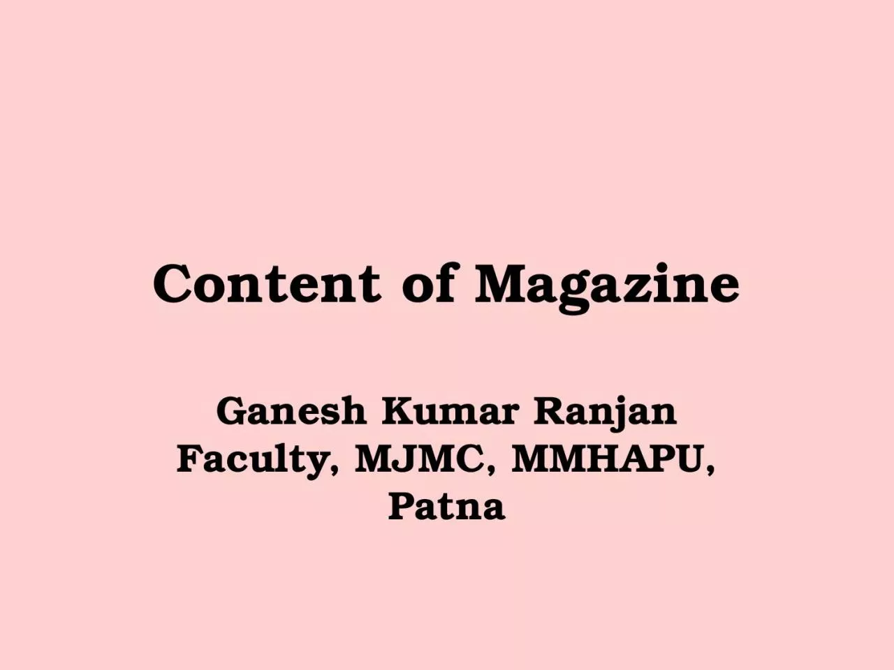 Content of Magazine Ganesh