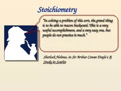 Stoichiometry Sherlock Holmes, in Sir Arthur Conan Doyle’s