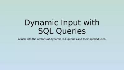 Dynamic Input with SQL Queries