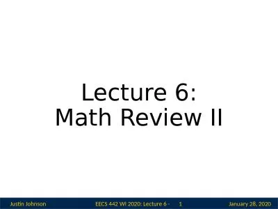 Lecture 6: Math Review II