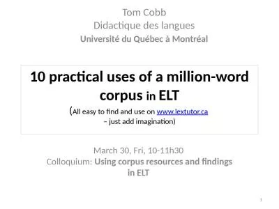 10 practical uses of a million-word corpus