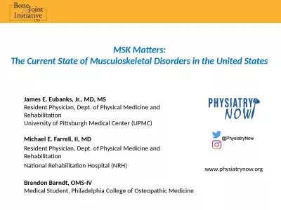 MSK Matters:  The Current State of Musculoskeletal Disorders in the United States