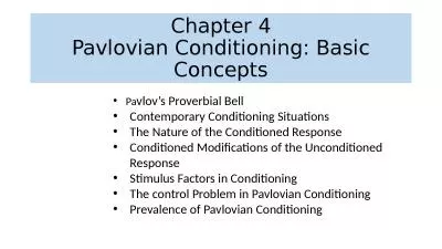 Chapter  4 Pavlovian Conditioning: Basic Concepts