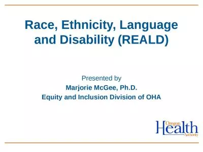 Race, Ethnicity, Language and Disability