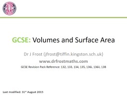 GCSE:  Volumes and Surface Area