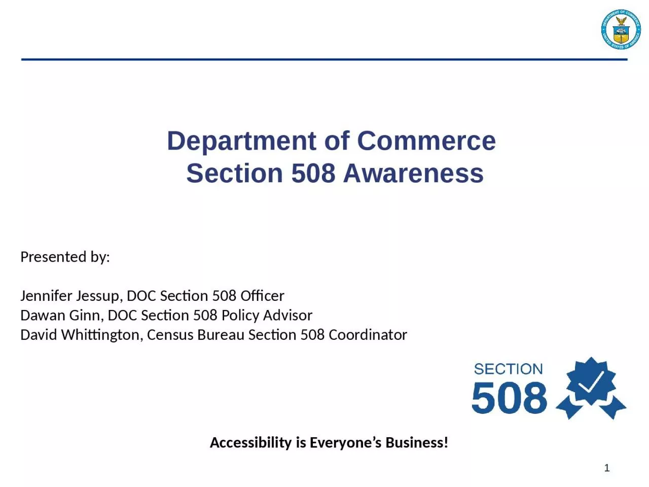 Department of Commerce  Section 508 Awareness
