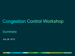 Congestion Control Workshop