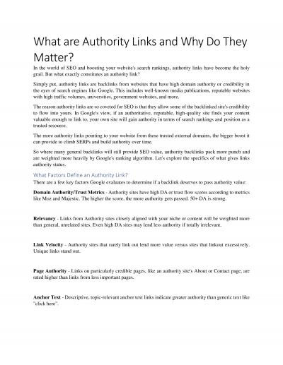 How to build Authority Link