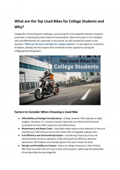 What are the Top Used Bikes for College Students and Why?