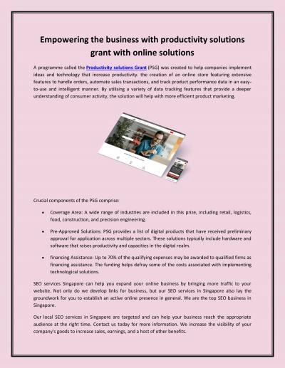 Empowering the business with productivity solutions grant with online solutions
