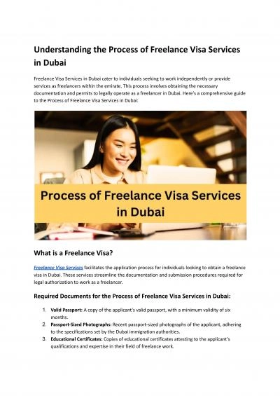 Understanding the Process of Freelance Visa Services in Dubai