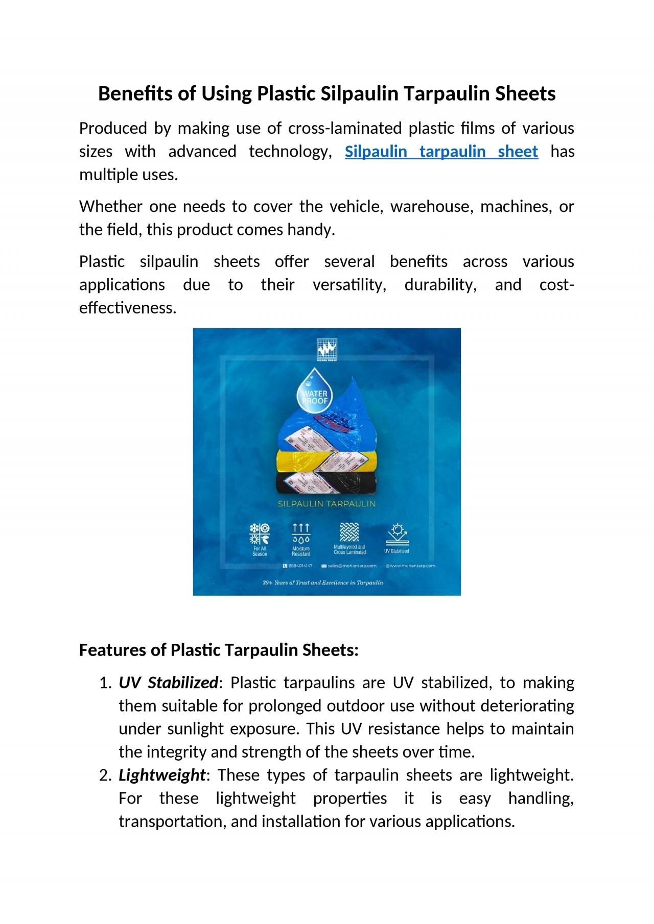 Benefits of Using Plastic Silpaulin Tarpaulin Sheets