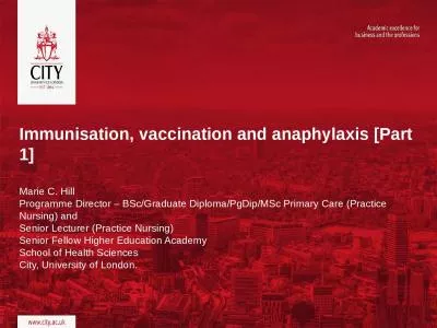 Immunisation, vaccination and anaphylaxis [Part 1]