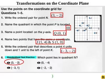 ) Math Pacing Transformations on the Coordinate Plane