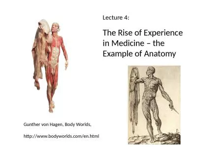 Lecture 4:  The Rise of Experience in Medicine – the Example of Anatomy