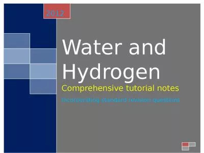Water and Hydrogen Comprehensive tutorial notes