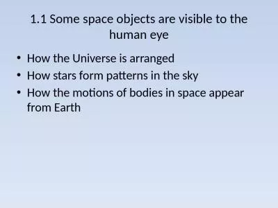1.1 Some space objects are visible to the human eye