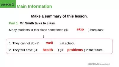 Main Information Make a summary of this lesson.
