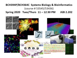BCH394P/BCH364C  Systems Biology & Bioinformatics