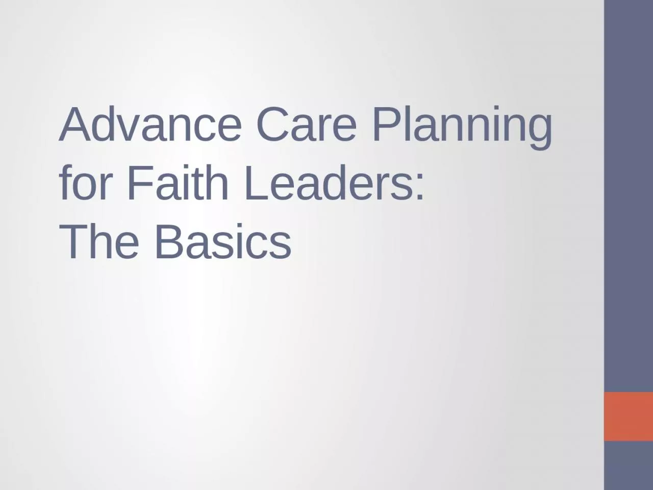 Advance Care Planning for Faith Leaders:
