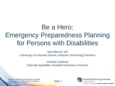 Be a Hero: Emergency Preparedness Planning for Persons with Disabilities