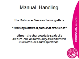 Manual Handling The Robinson Services Training ethos