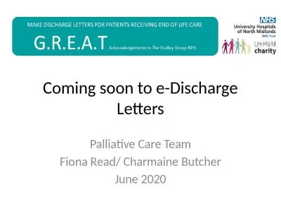 C oming soon to e-Discharge Letters