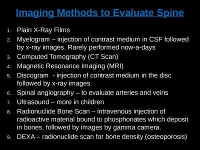 Imaging Methods to Evaluate Spine