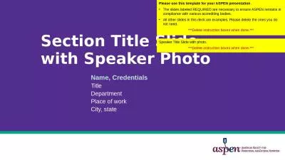 Section Title Slide  with Speaker Photo