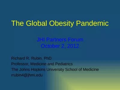 The Global Obesity Pandemic