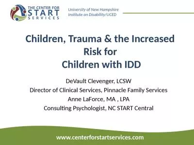 Children, Trauma & the Increased Risk for