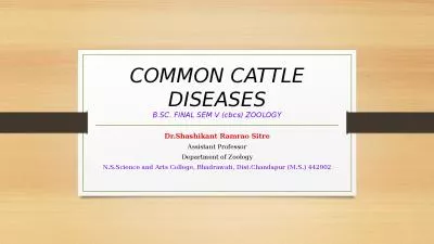 COMMON CATTLE  DISEASES B.SC. FINAL SEM V (