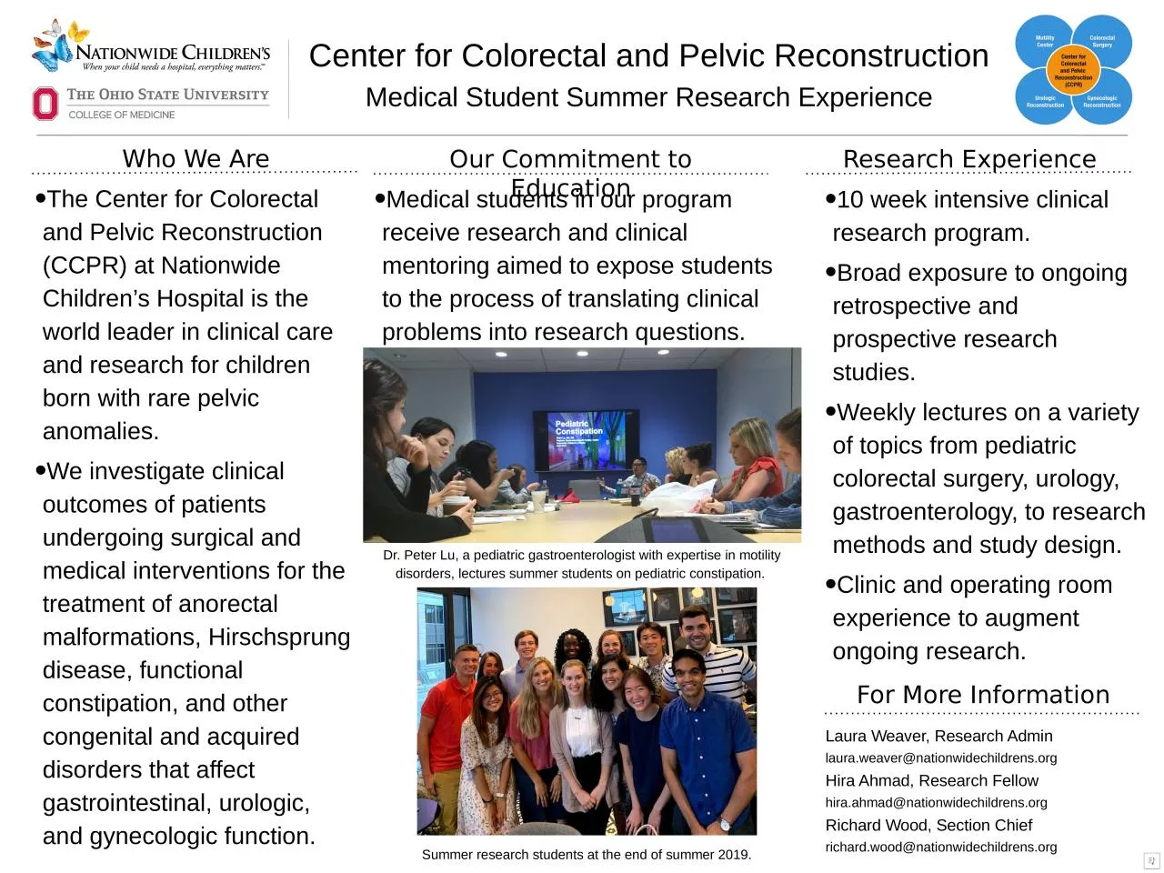 The Center for Colorectal and Pelvic Reconstruction (CCPR) at Nationwide Children’s