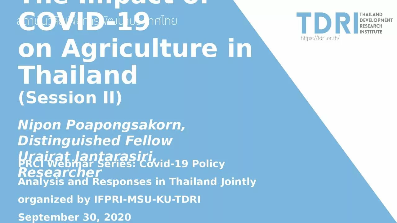 The Impact of COVID-19  on Agriculture in Thailand