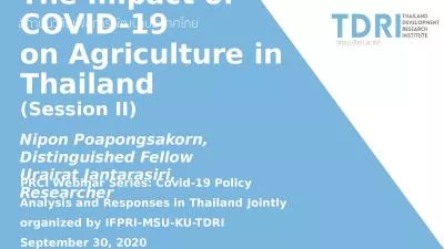 The Impact of COVID-19  on Agriculture in Thailand