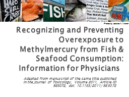 Recognizing and Preventing Overexposure to Methylmercury from Fish & Seafood Consumption: