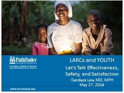 LARCs and YOUTH Let’s Talk Effectiveness, Safety, and Satisfaction