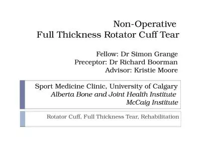 Non-Operative  Full Thickness Rotator Cuff Tear