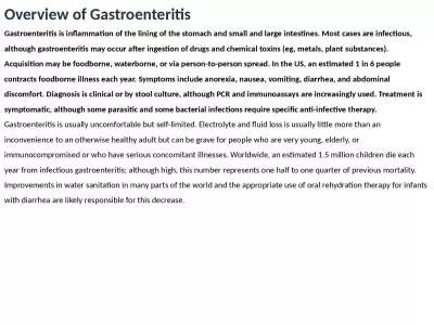 Overview of Gastroenteritis
