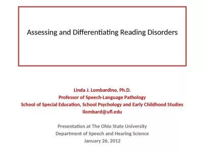 Assessing and Differentiating Reading Disorders