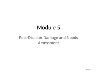 Module 5 Post-Disaster Damage and Needs Assessment