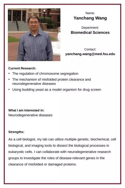 Yanchang  Wang Biomedical Sciences