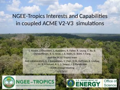 NGEE-Tropics Interests and Capabilities in coupled ACME V2-V3  simulations