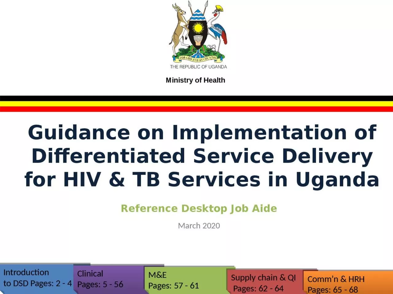 Guidance on Implementation of Differentiated Service Delivery for HIV & TB Services
