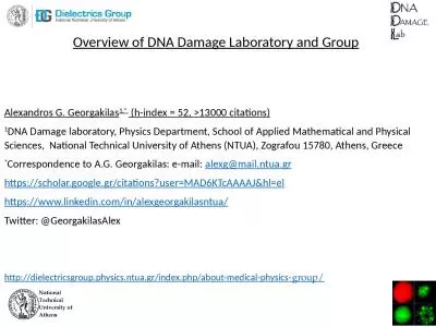 Overview of DNA Damage Laboratory and Group
