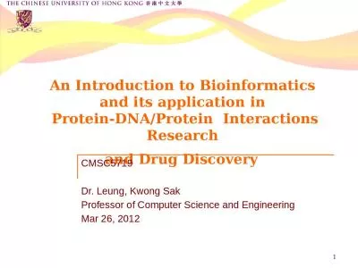 1 An Introduction to Bioinformatics